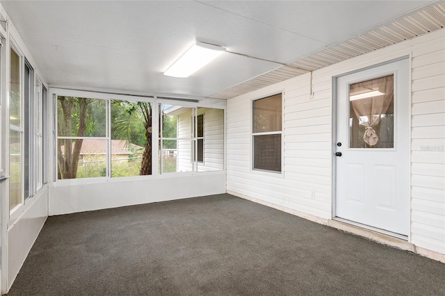 view of unfurnished sunroom