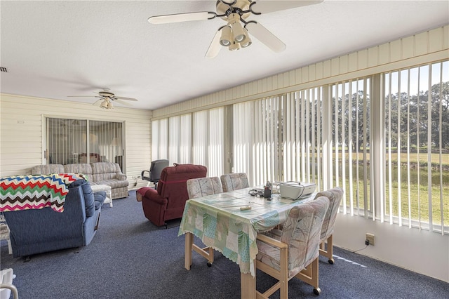 sunroom / solarium with a wealth of natural light and ceiling fan