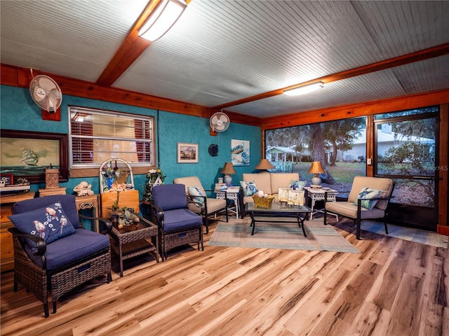 living room with hardwood / wood-style flooring