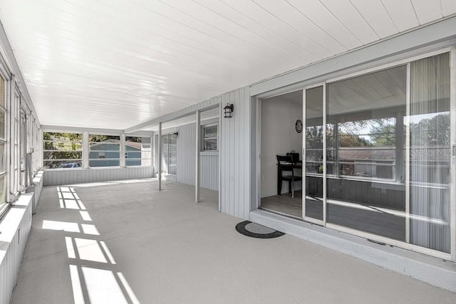 view of unfurnished sunroom