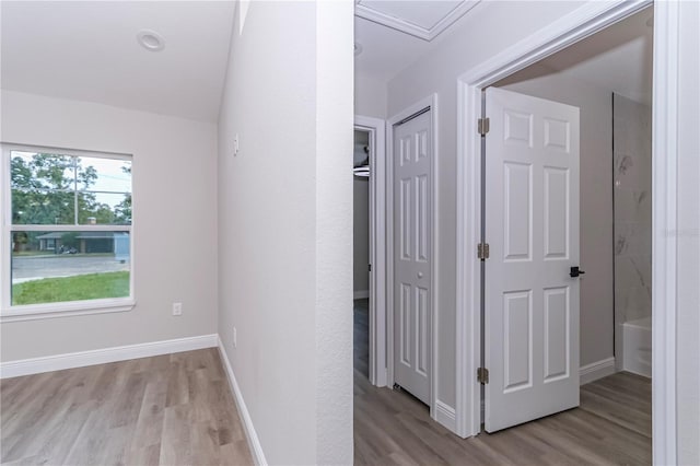 hallway featuring light wood-type flooring