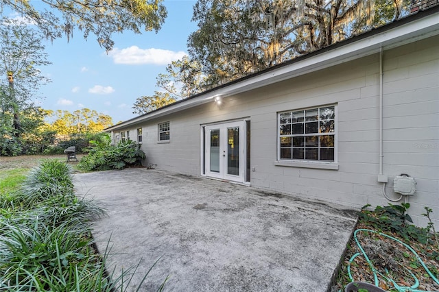 exterior space featuring french doors