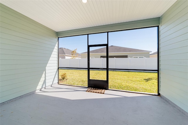 view of unfurnished sunroom