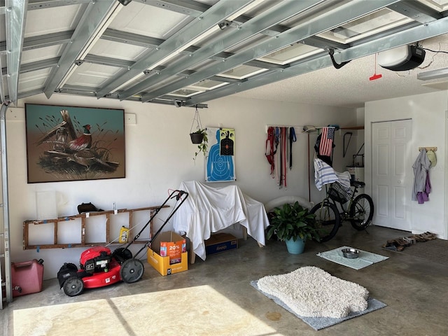 garage with a garage door opener