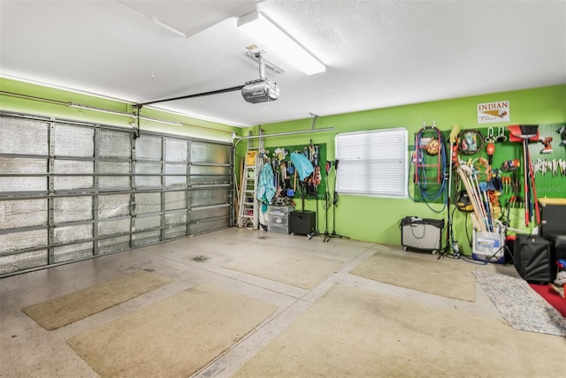 garage with a garage door opener