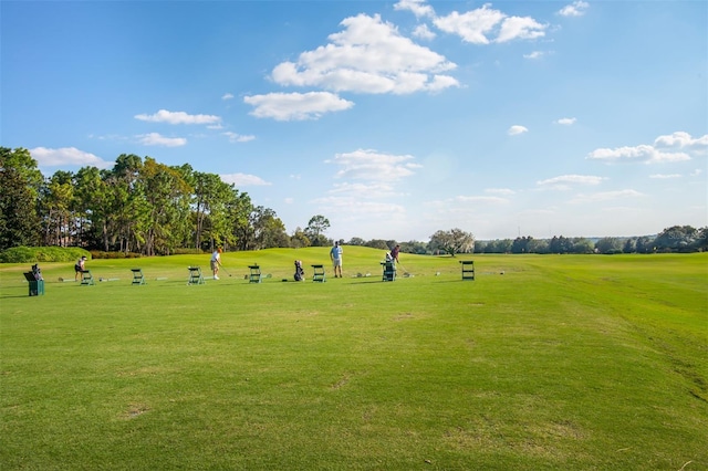 view of property's community featuring a yard