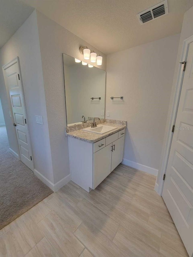 11610 SW 59th Ter, Ocala, FL 34476 - bathroom with vanity, wood finished floors, and a textured ceiling