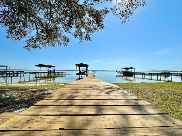 dock area featuring a water view