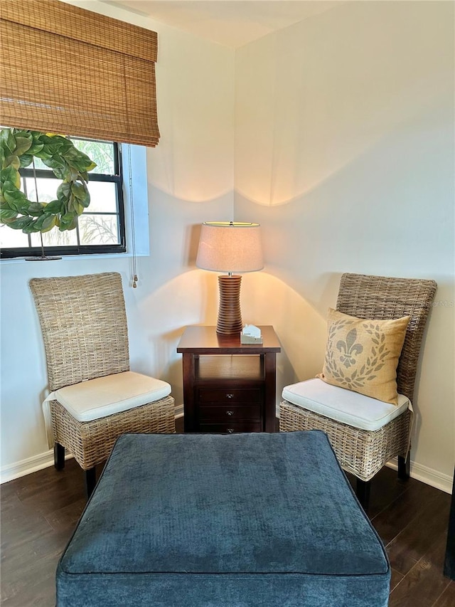 living area featuring dark hardwood / wood-style flooring