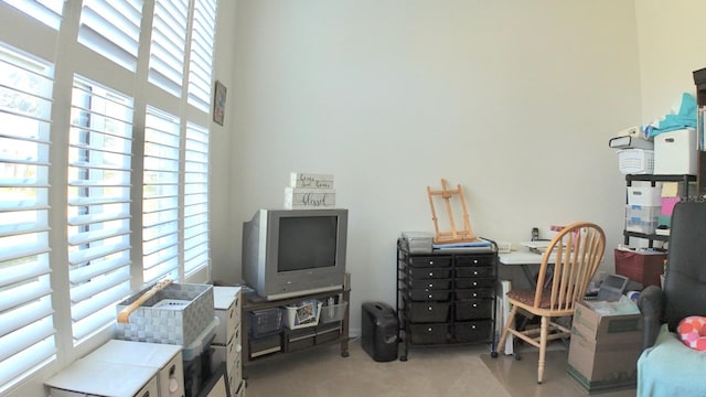 view of carpeted office space