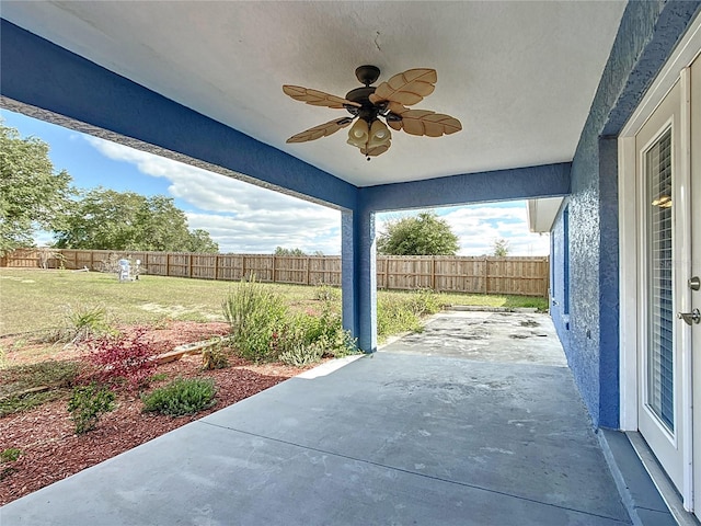 view of patio / terrace with ceiling fan