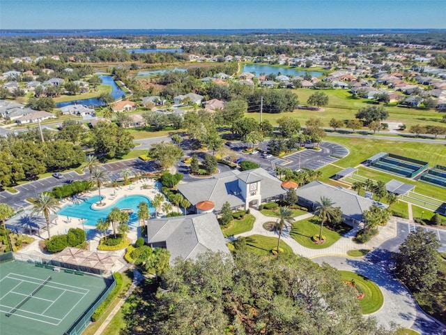 bird's eye view featuring a water view