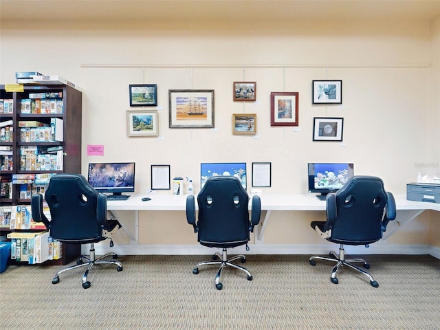 view of carpeted office space