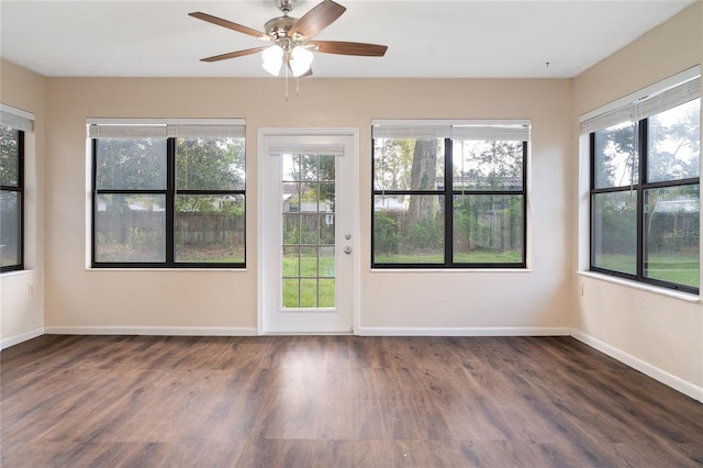 interior space featuring ceiling fan