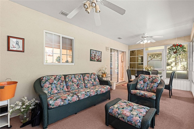 living room with carpet flooring