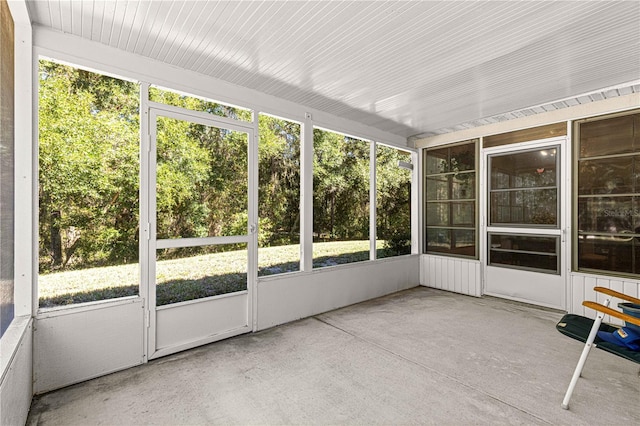 view of unfurnished sunroom