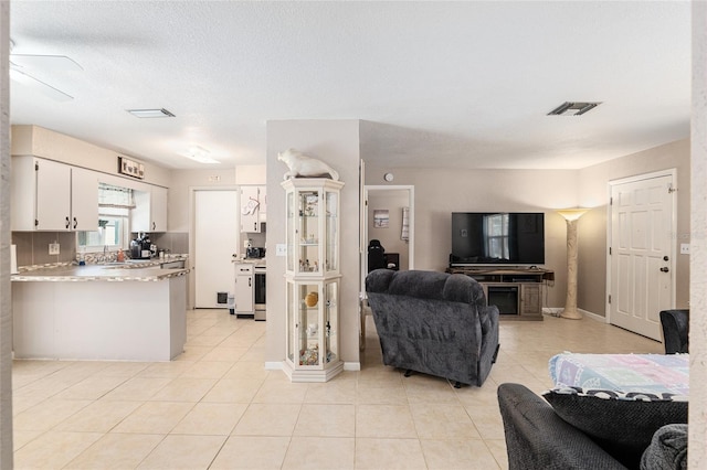 view of tiled living room