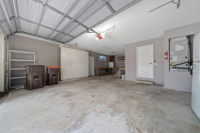 garage with heating unit and a garage door opener