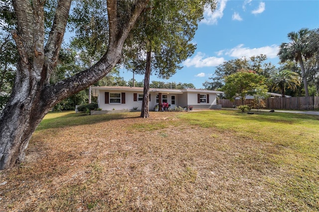 view of front of property with a front lawn