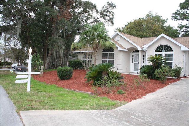 ranch-style house featuring a front lawn