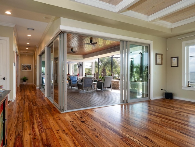 doorway to outside featuring hardwood / wood-style floors and a wealth of natural light