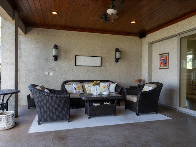 view of patio / terrace featuring an outdoor hangout area and ceiling fan