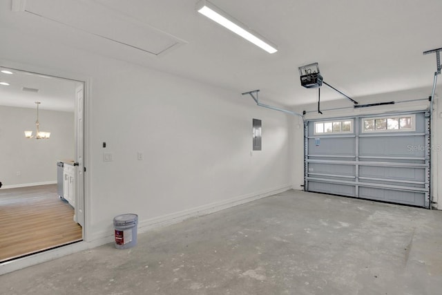 garage with a garage door opener