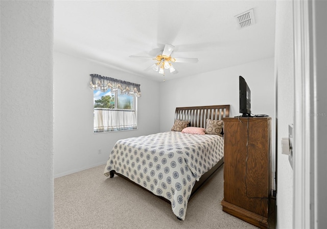 bedroom with carpet flooring and ceiling fan