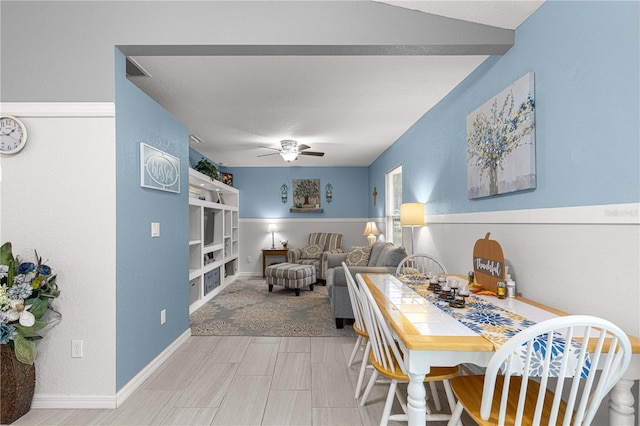 dining area featuring ceiling fan