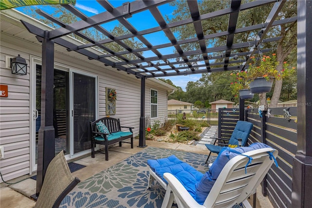 view of patio featuring a pergola