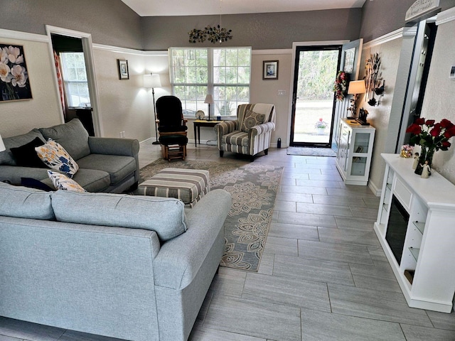 living area with baseboards