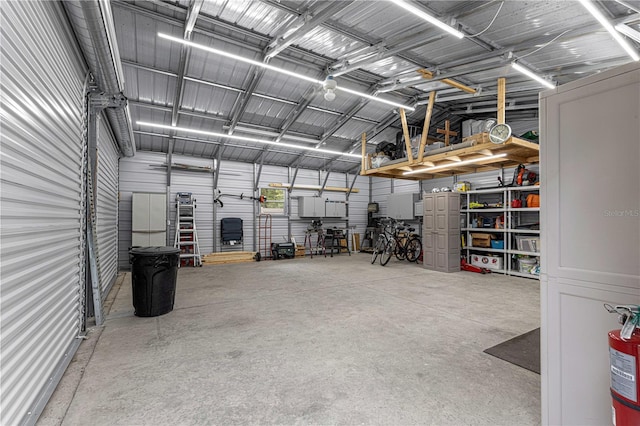 garage featuring metal wall