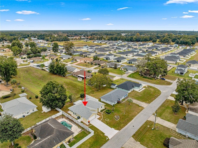 bird's eye view featuring a residential view