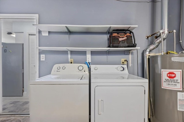 laundry area featuring separate washer and dryer and gas water heater