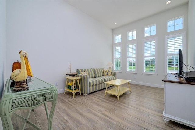 living room with light wood-type flooring