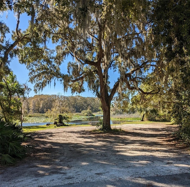 view of street featuring a water view