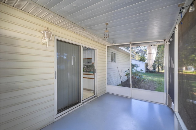 view of unfurnished sunroom