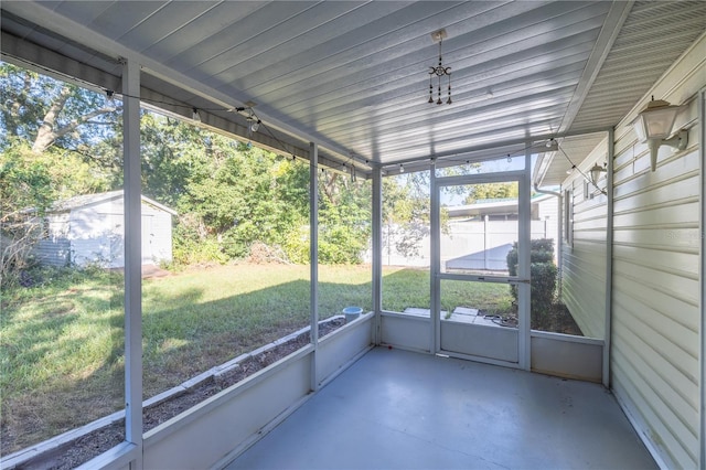 view of unfurnished sunroom