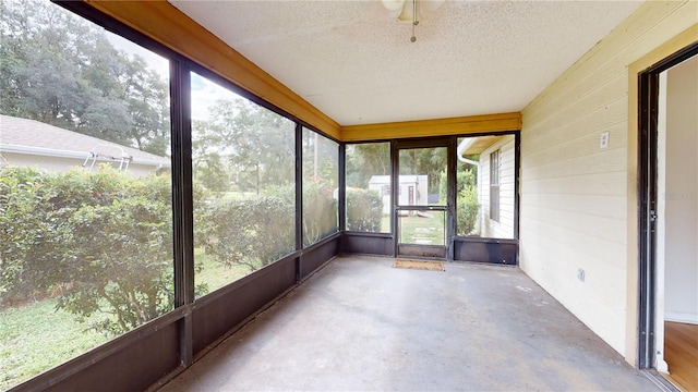 view of unfurnished sunroom