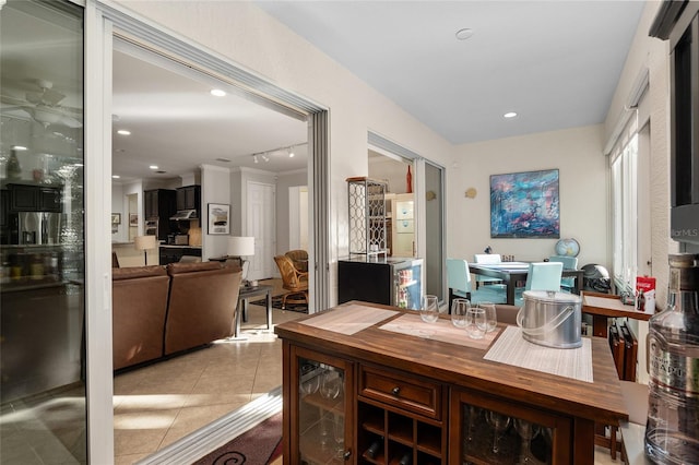 interior space with light tile patterned floors