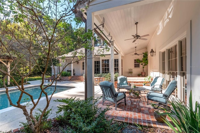 view of patio with ceiling fan