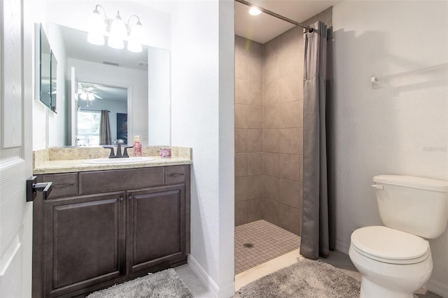 17023 SW 41st Avenue Rd, Ocala, FL 34473 - bathroom with vanity, tile patterned flooring, a shower with shower curtain, and toilet