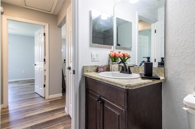 17023 SW 41st Avenue Rd, Ocala, FL 34473 - bathroom with hardwood / wood-style floors, vanity, and toilet
