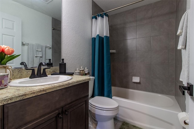 17023 SW 41st Avenue Rd, Ocala, FL 34473 - full bathroom featuring a textured ceiling, vanity, shower / bath combo, and toilet