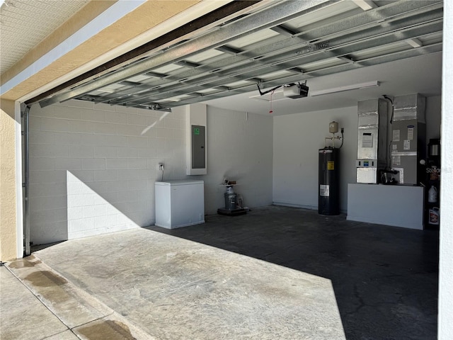 17023 SW 41st Avenue Rd, Ocala, FL 34473 - garage featuring heating unit, a garage door opener, electric panel, and water heater