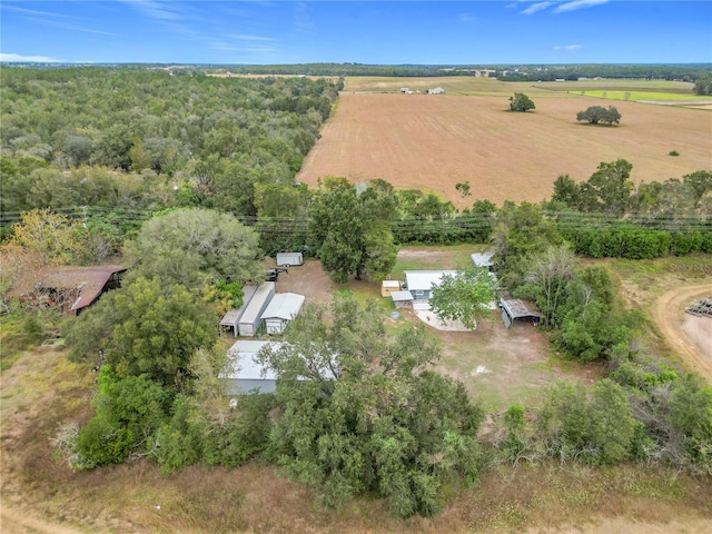 birds eye view of property featuring a rural view