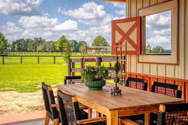 exterior space with a rural view