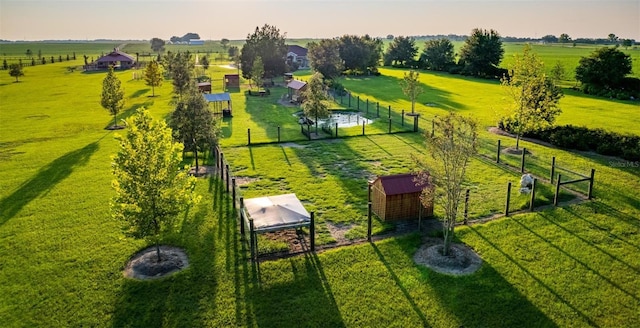 drone / aerial view with a rural view