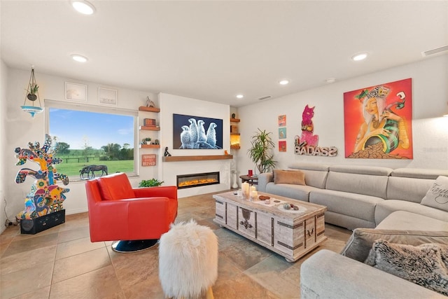 view of tiled living room