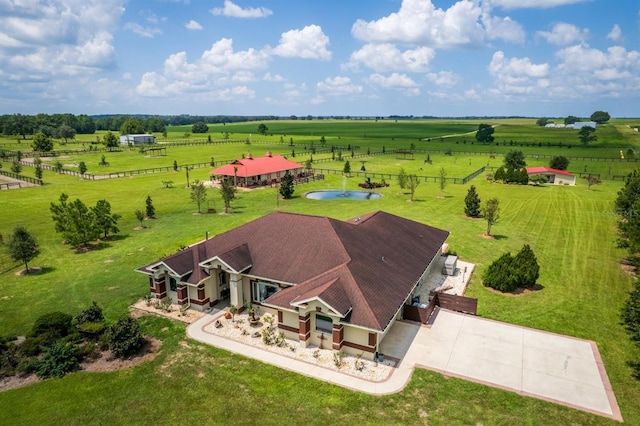 aerial view with a rural view